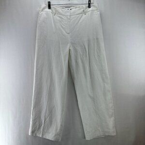 Talbots Dress Pants Women's 10 Linen Cropped Wide Leg Classic Lined Casual White
